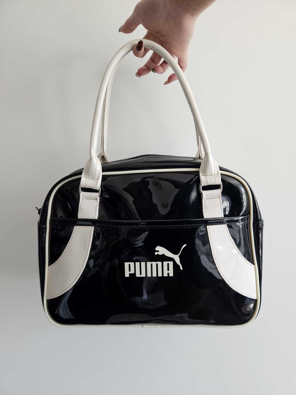 Y2K Puma Black Patent Shoulder Bag